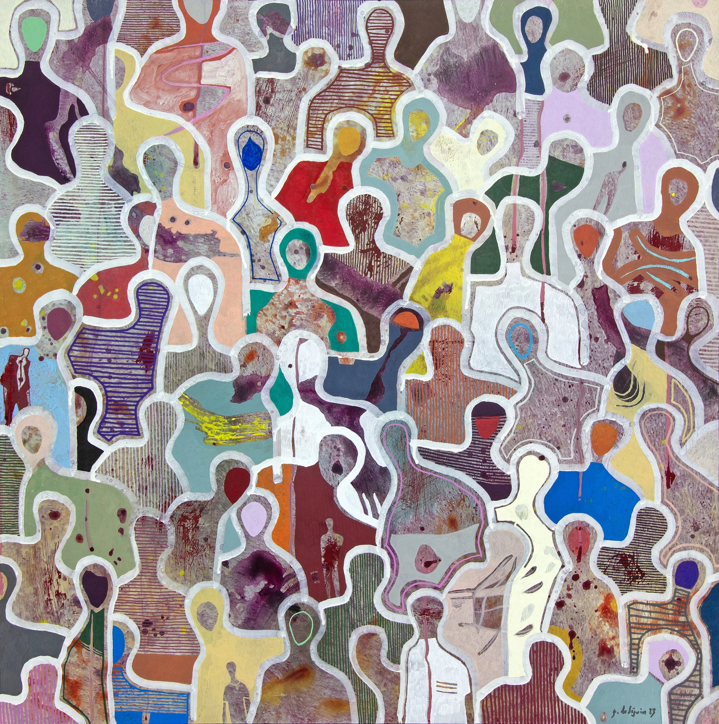 August crowd, 80x80 - 2023, gaëtan de Séguin